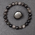 Natural Golden Obsidian Stone Beads Bracelet Men Women Golden Light Rainbow Obsidian Raw Stone Round Bead Natural