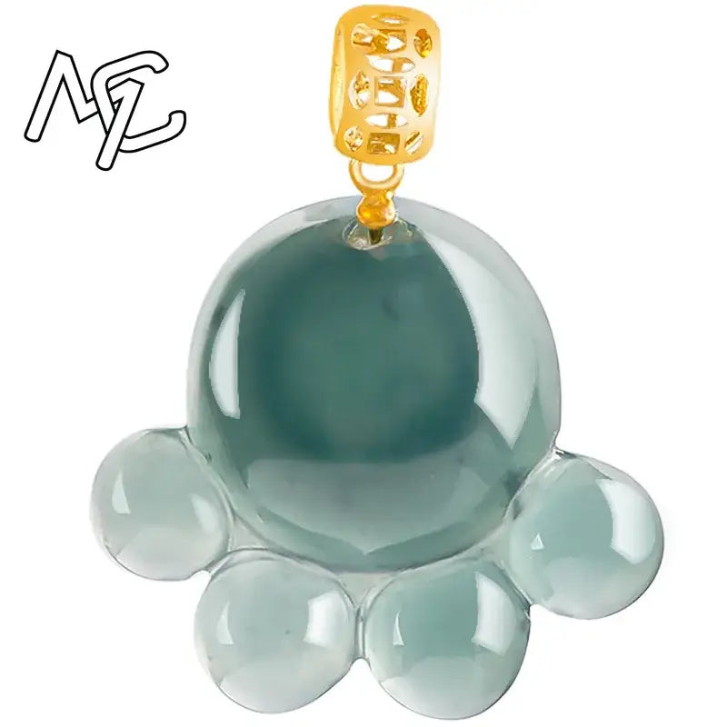Natural Real Emerald Blue Water Jade Cat’s Paw Pendant Necklace Carved Jadeite Jewelry Fashion Amulet Gifts Certificate