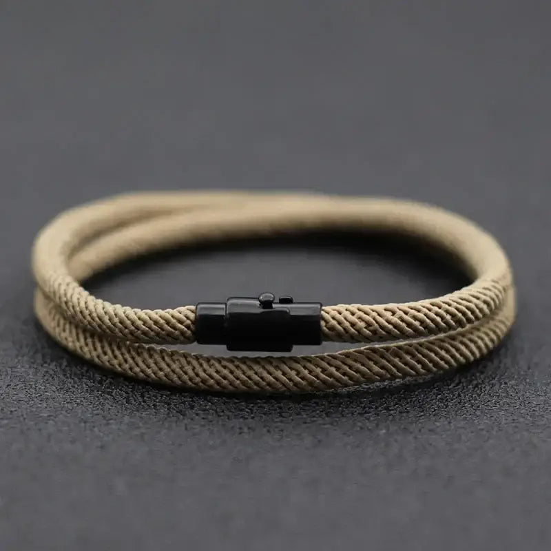 New Minimalist Men Rope Bracelet Double Layer Survival Braclet Homme Accessories Boyfriend Gift Magnet Buckle Pulsera