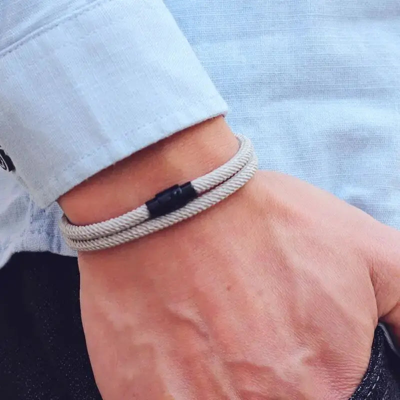 New Minimalist Men Rope Bracelet Double Layer Survival Braclet Homme Accessories Boyfriend Gift Magnet Buckle Pulsera