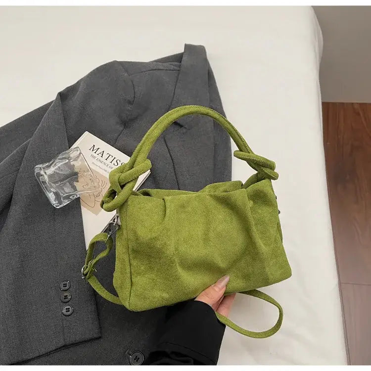 New Retro Suede Simple Crossbody Bag Women Fashion Handle Bag Casual Comfortable and Versatile Texture Shoulder