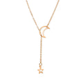New Simple Moon Star Pendant Choker Necklace Simple Gold Color Alloy Charm Chain Collares Necklace For Women Party