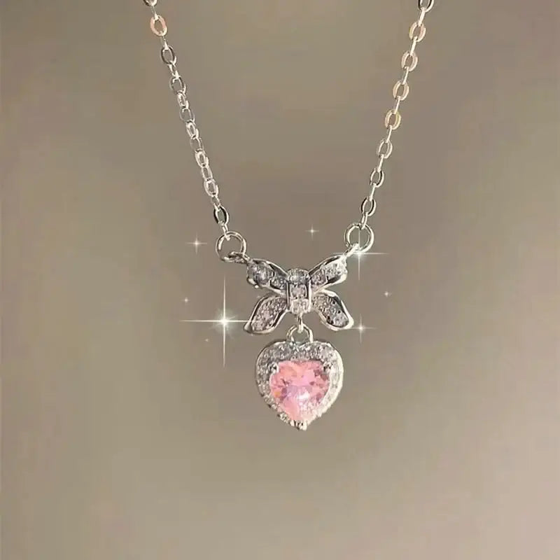 New Wine Red Cherry Gold Color Pendant Necklace For Women Personality Fashion Necklace Wedding Jewelry Birthday Gifts