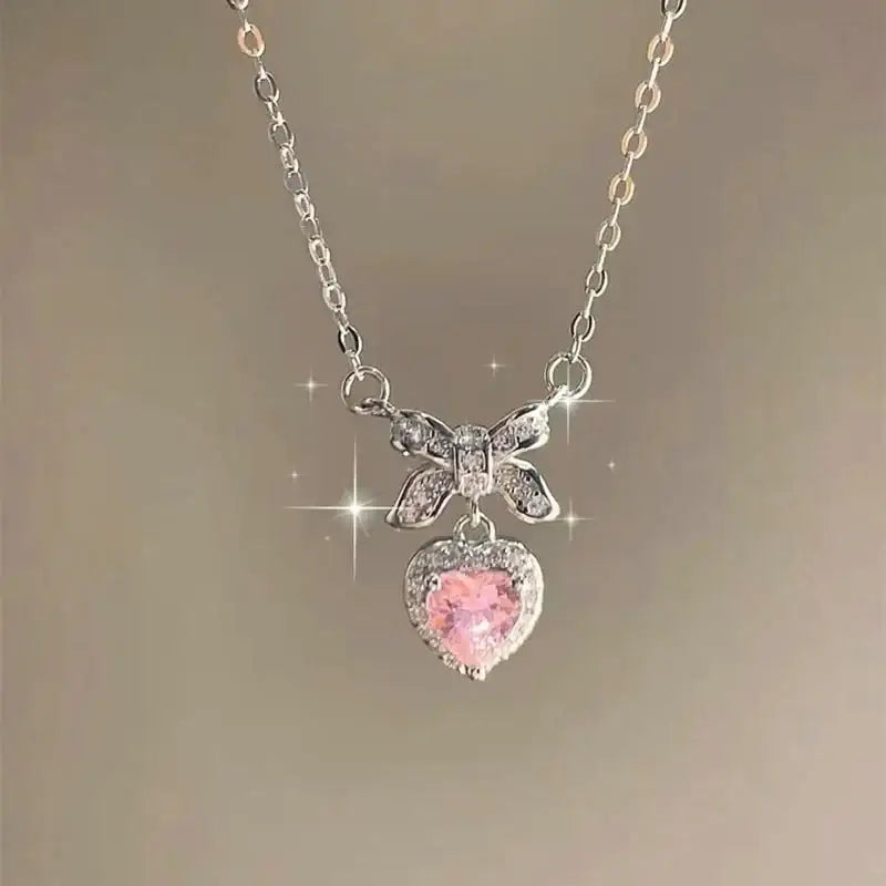 New Wine Red Cherry Gold Color Pendant Necklace For Women Personality Fashion Necklace Wedding Jewelry Birthday Gifts