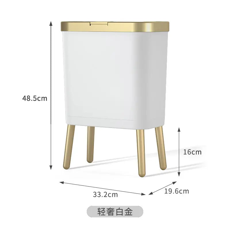 Nordic Style High Foot Trash Can for Home & Hotel - Platinum high-leg press
