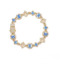 NY Hip Hop Style Custom 11MM Blue Gemstone Iced Hollow Out Star Sparkling Cuban Chain 5A Cubic Zirconia Fashionable