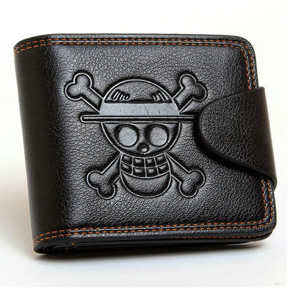 One Piece Anime Wallet - Luffy Skull Design (Short) - Black