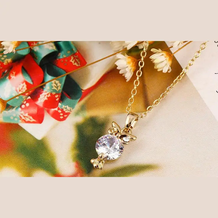 Owl Pendant Necklace - Choker Style
