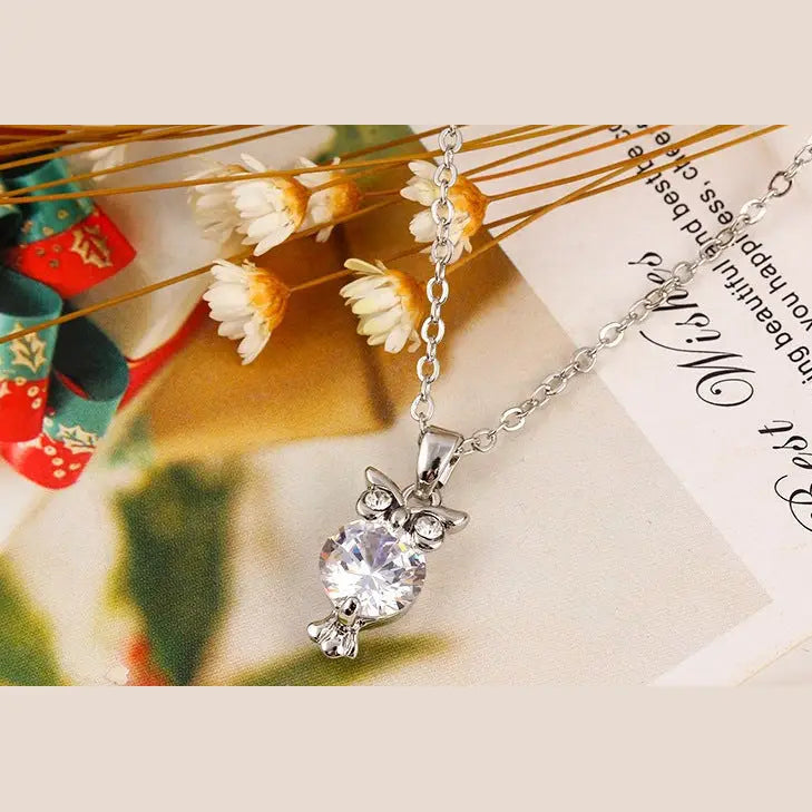 Owl Pendant Necklace - Choker Style
