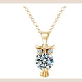 Owl Pendant Necklace - Choker Style - Gold