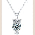 Owl Pendant Necklace - Choker Style - Silvery