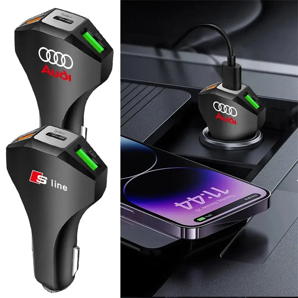 PD 35W Car Charger Mobile Cell Phone Fast Charging Adapter Auto Accessories For Audi A3 8P S3 8V A4 B8 B6 B7 A6 C6