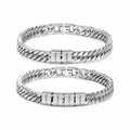 Personalized Family Name Masculine Cuban Chain Bracelet Custom Engraved Multiple Names Silver Plated Jewelry Gift