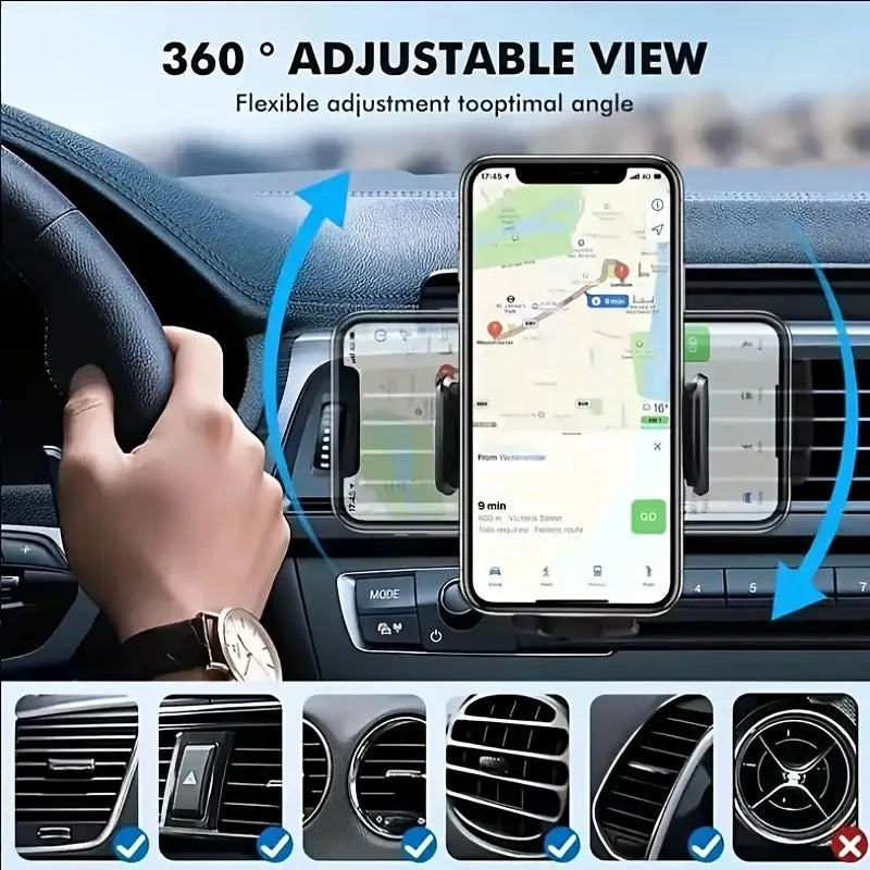 R&z - Phone Holder Car Air Vent Clip Mount Mobile Cell Stand Smartphone - black