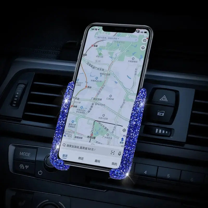R&z - Phone Holder Women Diamond Crystal - Blue