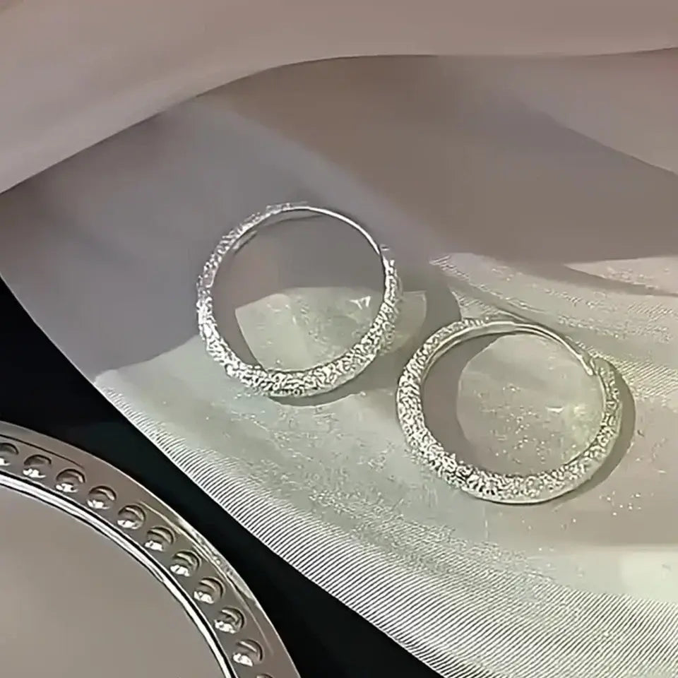 Pure Silvery Earrings For Women Frosted Sparkling Starry Circle Earrings Valentine’s Mother’s Jewelry Gifts - Womens