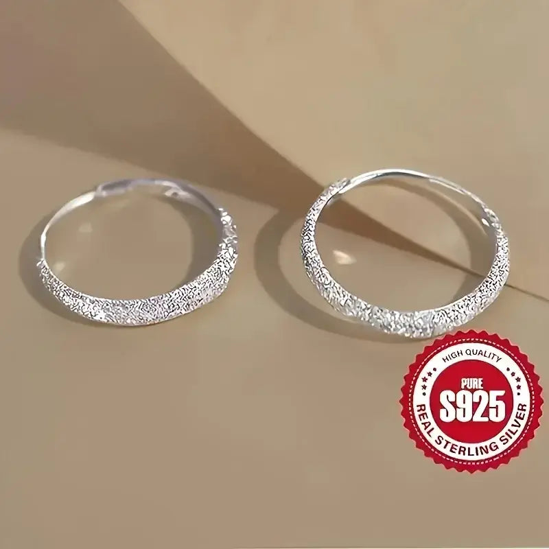 Pure Silvery Earrings For Women Frosted Sparkling Starry Circle Earrings Valentine’s Mother’s Jewelry Gifts - NS1409