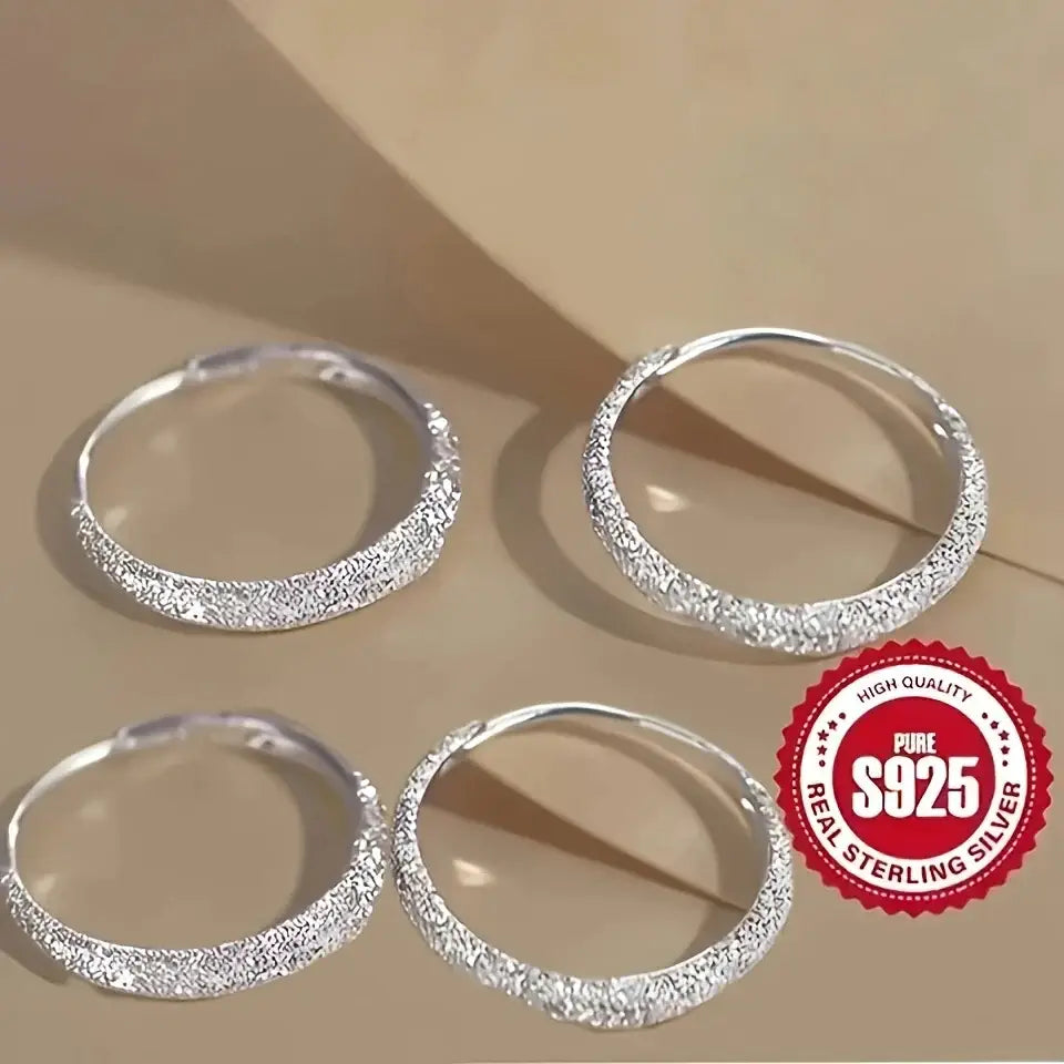 Pure Silvery Earrings For Women Frosted Sparkling Starry Circle Earrings Valentine’s Mother’s Jewelry Gifts - Womens