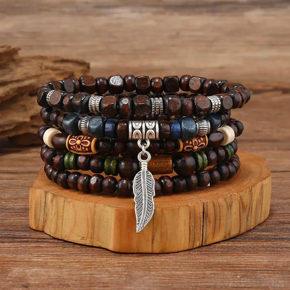 R&Z - 10 pcs Vintage Bohemia Men’s Bracelets - Hot Stamping