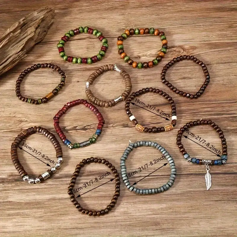 R&Z - 10 pcs Vintage Bohemia Men’s Bracelets - Hot Stamping