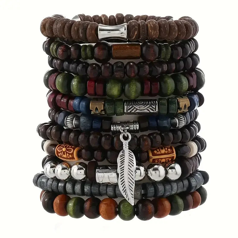 R&Z - 10 pcs Vintage Bohemia Men’s Bracelets - Hot Stamping