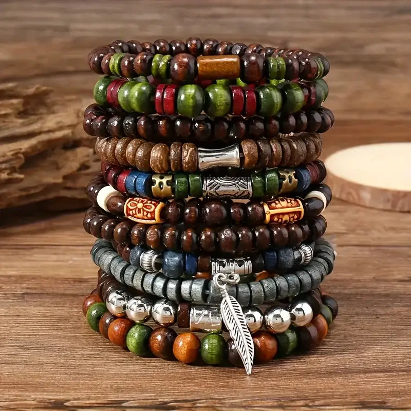 R&Z - 10 pcs Vintage Bohemia Men’s Bracelets - Hot Stamping