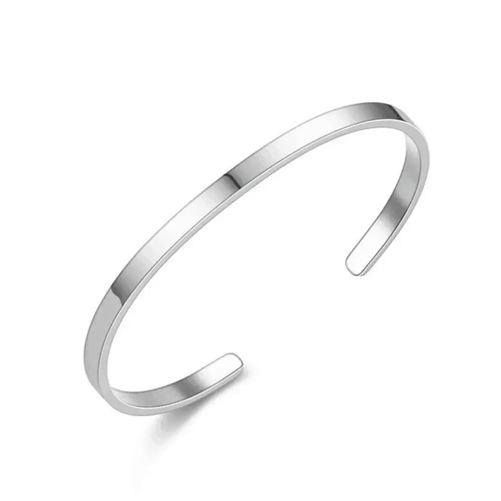 R&Z - 3mm Stainless Steel Cuff Bracelet - 4mm silver color