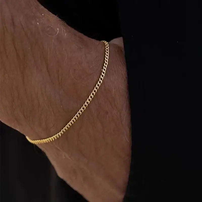 R&Z - 3mm Stainless Steel Cuff Bracelet - 3mm gold color