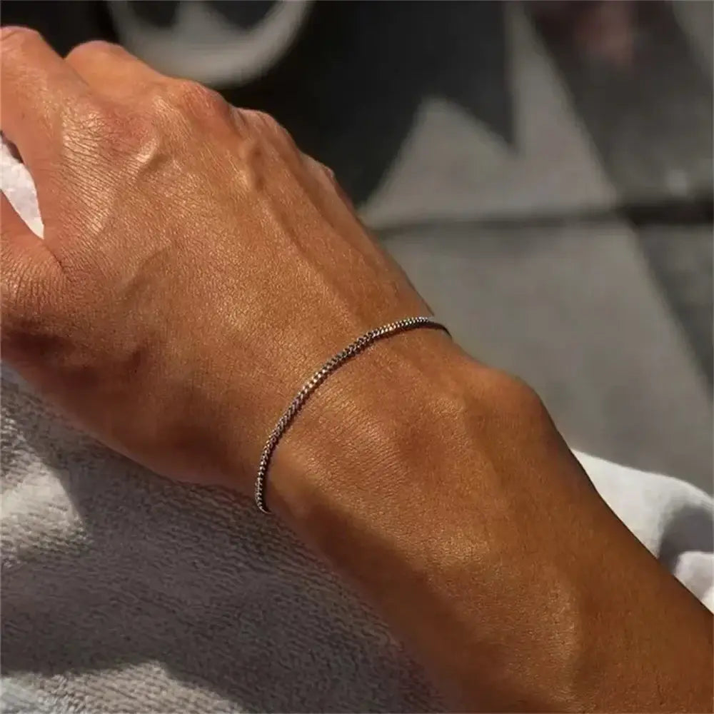 R&Z - 3mm Stainless Steel Cuff Bracelet - 3mm Silver color