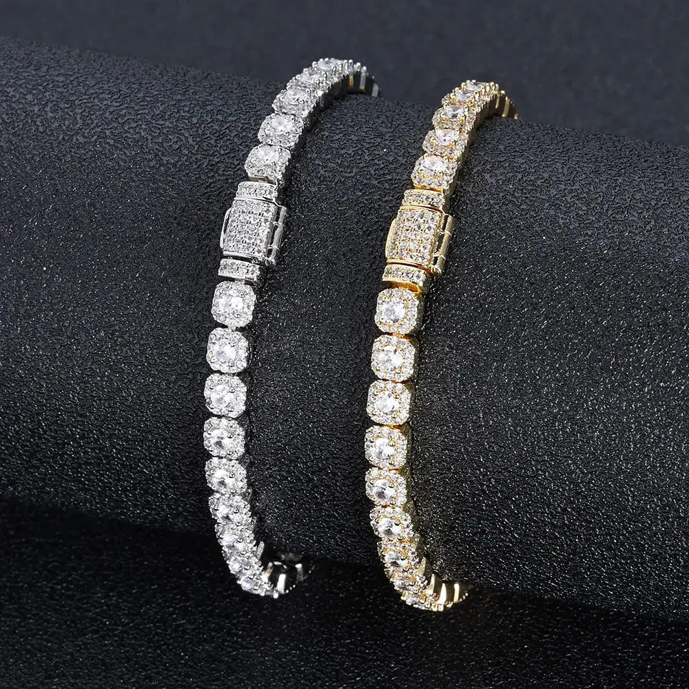 R&Z - 3mm White Full Gold Rennis Bracelet
