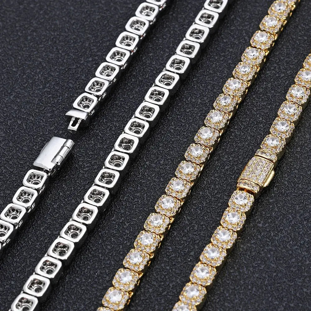 R&Z - 3mm White Full Gold Rennis Bracelet