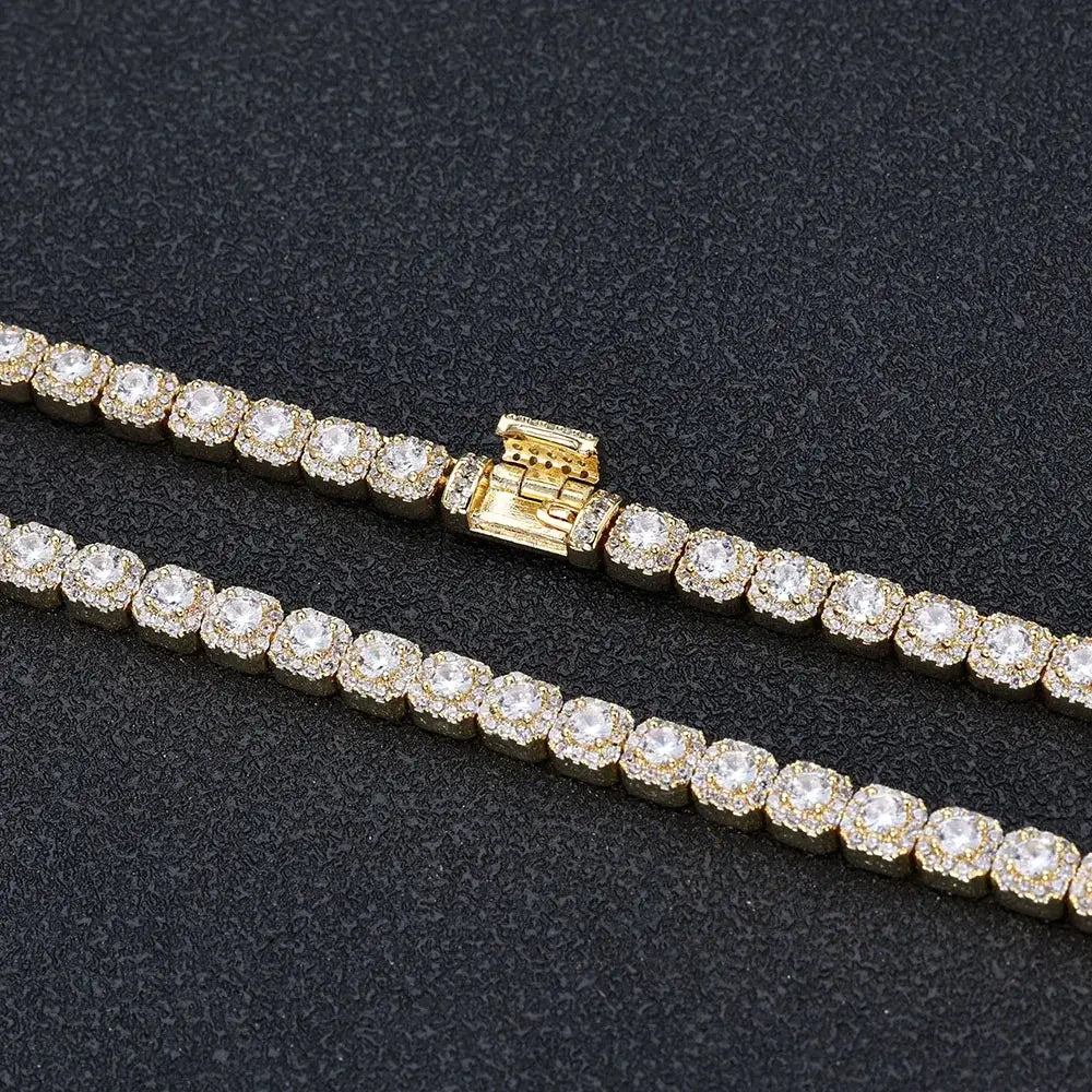 R&Z - 3mm White Full Gold Rennis Bracelet