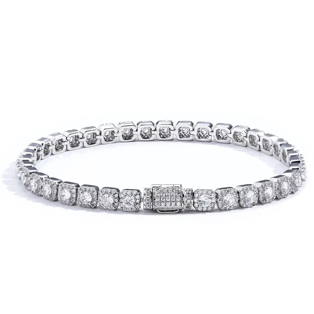 R&Z - 3mm White Full Gold Rennis Bracelet - Commonly / 6inch 15.24cm / Silver Color