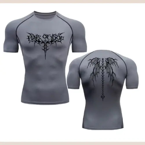 R&z - Anime Print Gym Sport Quick Dry Gym TShirts - Color: 1grey / M