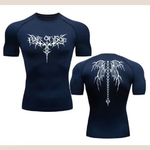 R&z - Anime Print Gym Sport Quick Dry Gym TShirts - Color: 1navy blue / 3XL