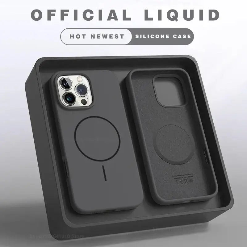 R&z - Case For iPhone 15 14 16 Plus 11 17 13 16 Pro Shockproof Silicone Cover Magsafe Wireless Charge Phone Accessories