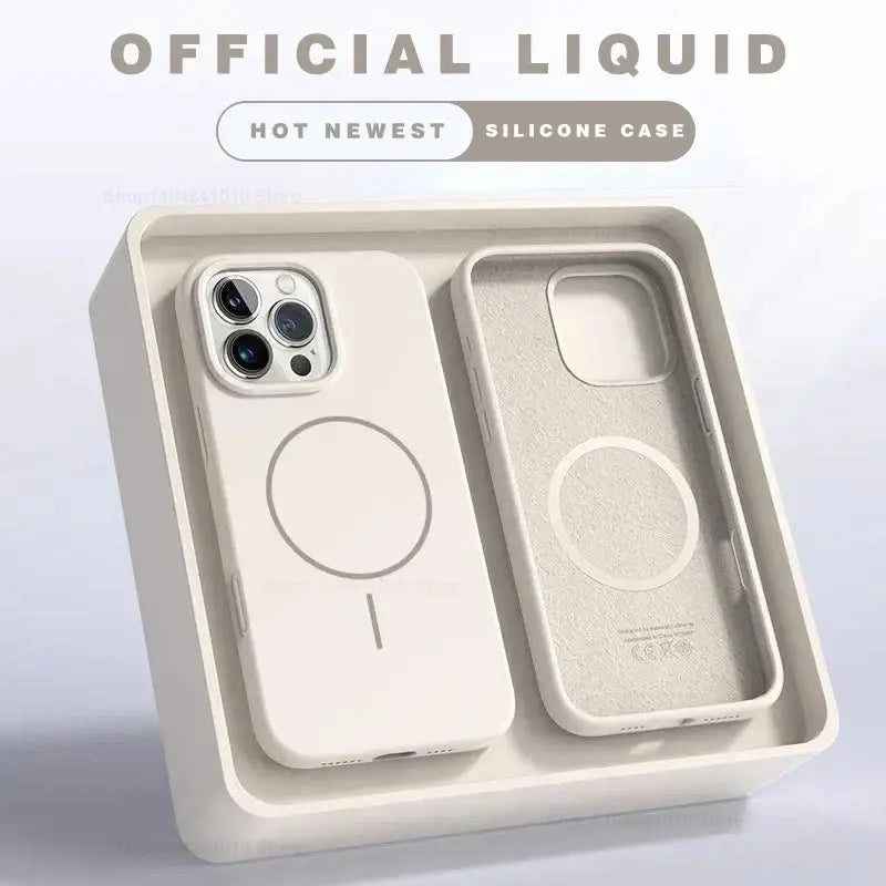 R&z - Case For iPhone 15 14 16 Plus 11 17 13 16 Pro Shockproof Silicone Cover Magsafe Wireless Charge Phone Accessories