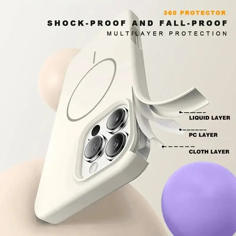 R&z - Case For iPhone 15 14 16 Plus 11 17 13 16 Pro Shockproof Silicone Cover Magsafe Wireless Charge Phone Accessories