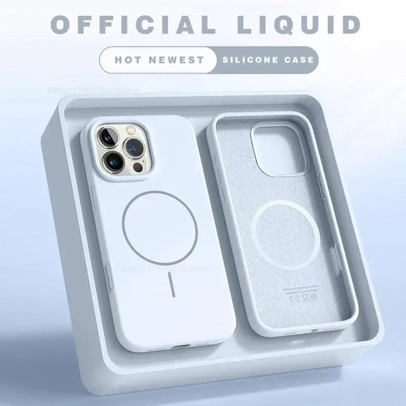 R&z - Case For iPhone 15 14 16 Plus 11 17 13 16 Pro Shockproof Silicone Cover Magsafe Wireless Charge Phone Accessories