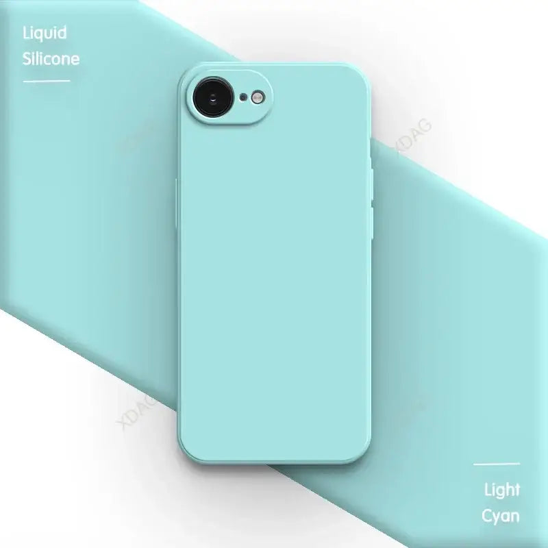 R&z - case iPhone 16E 16 Pro Max Plus 5G Plain Silicone Basic Classic Straight Edge Back Cover - Light Cyan / iPhone 16