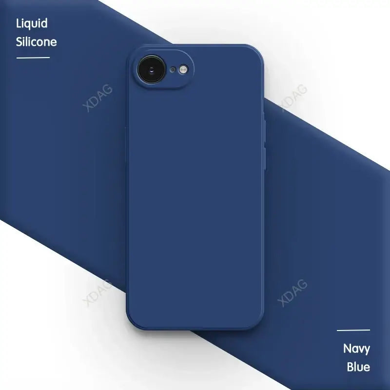 R&z - case iPhone 16E 16 Pro Max Plus 5G Plain Silicone Basic Classic Straight Edge Back Cover - Navy Blue / iPhone 16