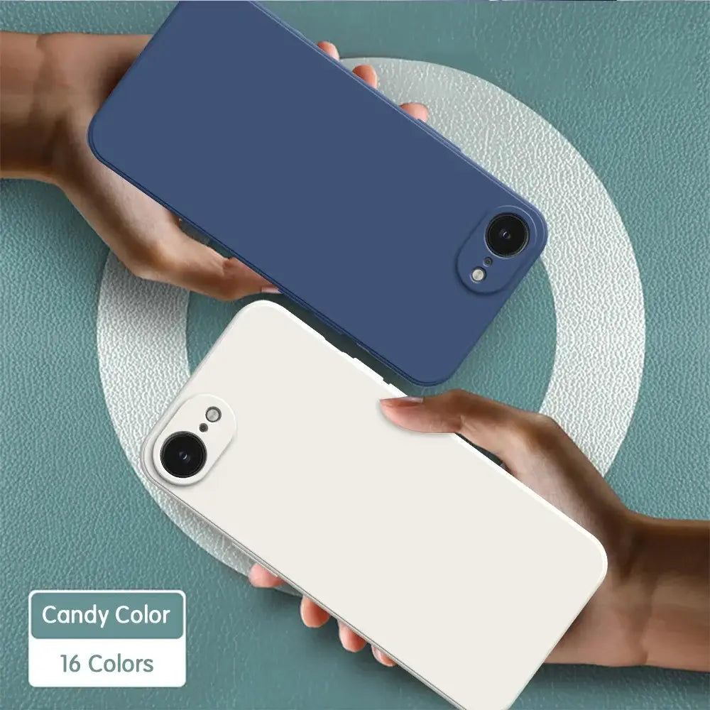 R&z - case iPhone 16E 16 Pro Max Plus 5G Plain Silicone Basic Classic Straight Edge Back Cover - R&z -Electronics