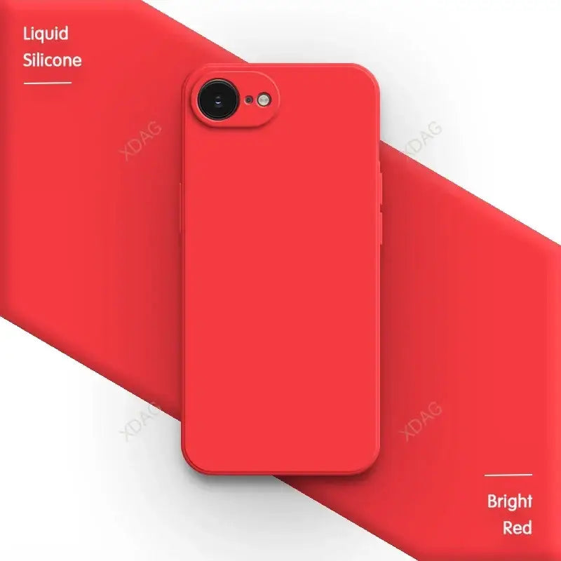 R&z - case iPhone 16E 16 Pro Max Plus 5G Plain Silicone Basic Classic Straight Edge Back Cover - Bright Red / iPhone 16