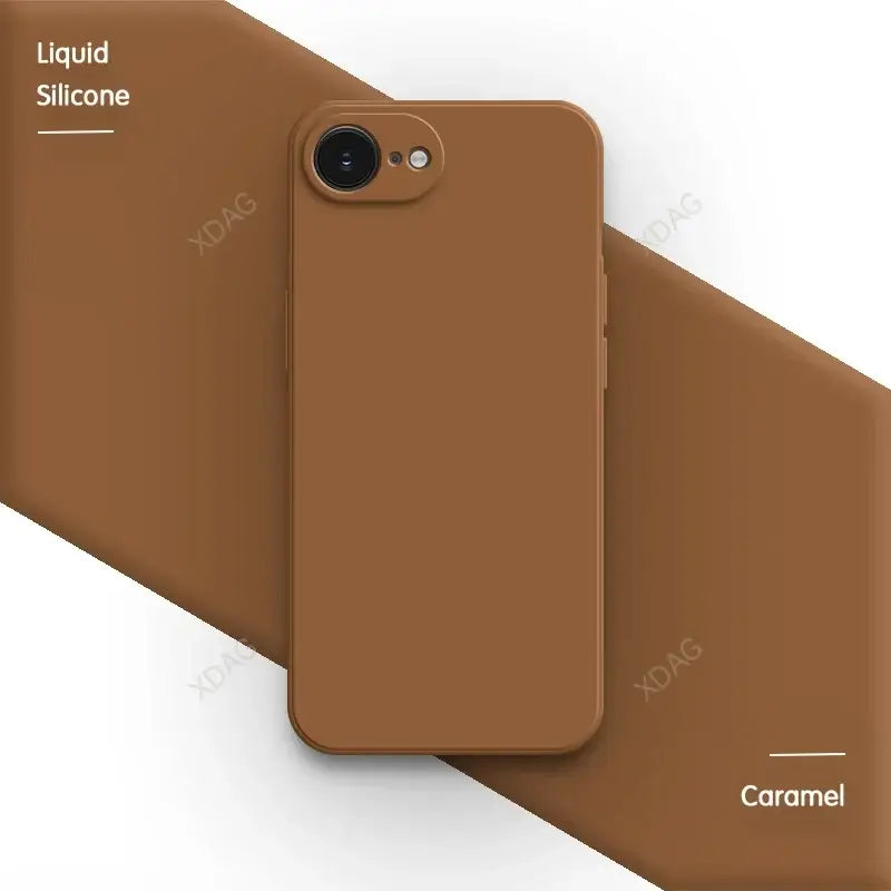 R&z - case iPhone 16E 16 Pro Max Plus 5G Plain Silicone Basic Classic Straight Edge Back Cover - Caramel / iPhone 16