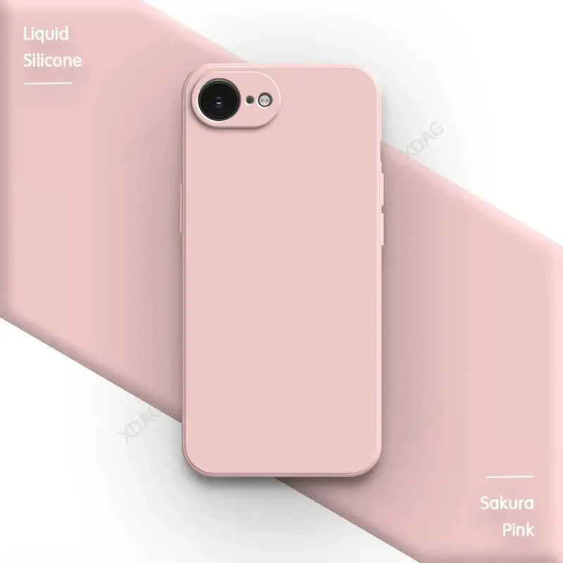 R&z - case iPhone 16E 16 Pro Max Plus 5G Plain Silicone Basic Classic Straight Edge Back Cover - Sakura Pink / iPhone