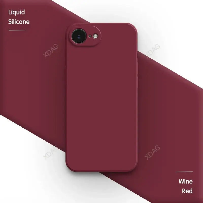 R&z - case iPhone 16E 16 Pro Max Plus 5G Plain Silicone Basic Classic Straight Edge Back Cover - Wine Red / iPhone 16