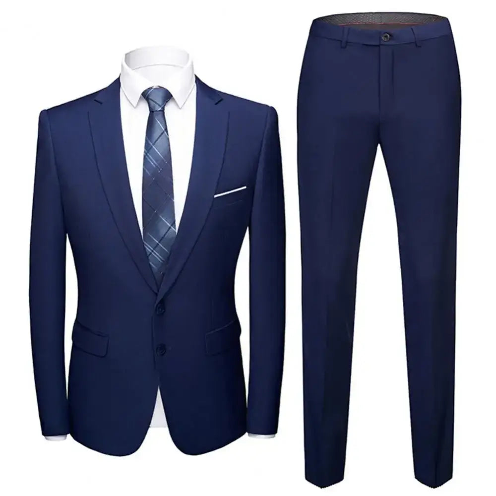 R&z - Casual Blazer Formal Suit Set Groom Wedding Gown Blazers Pants Set - Executive Business Wear