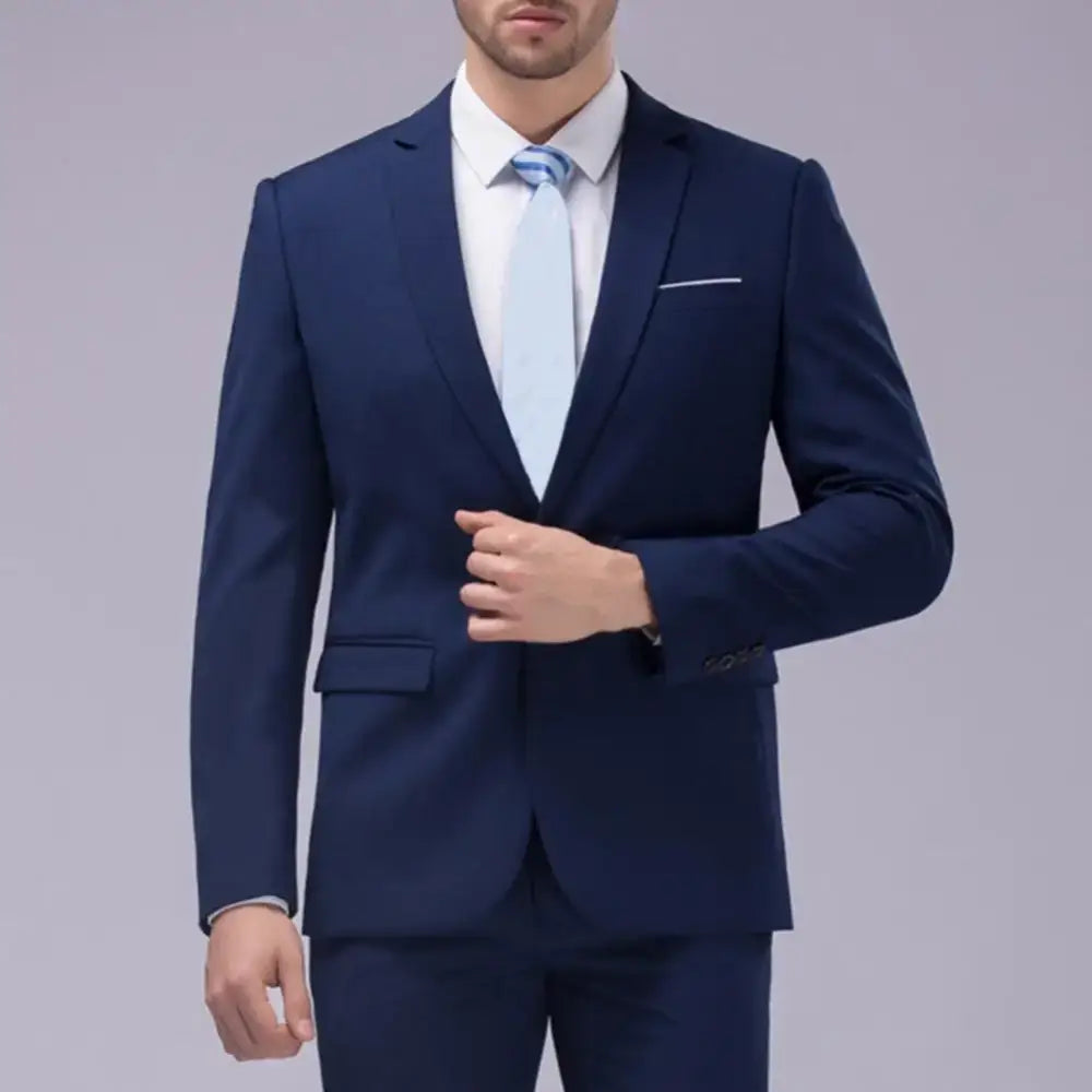 R&z - Casual Blazer Formal Suit Set Groom Wedding Gown Blazers Pants Set - Executive Business Wear