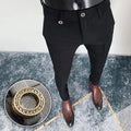 R&z - Casual Business Dress Pants Fashion Social Solid Wedding Party Suit Pants Slim Fit Suit Pants - 9089 Black / 28
