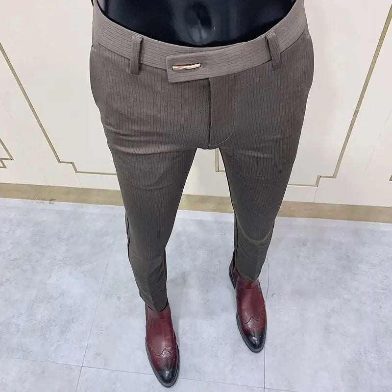 R&z - Casual Business Dress Pants Fashion Social Solid Wedding Party Suit Pants Slim Fit Suit Pants - 901 coffee / 34